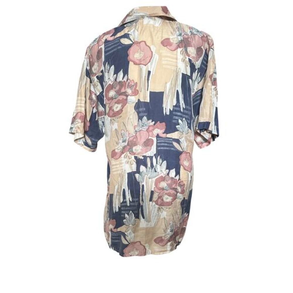 Stunt Collection Vintage 100% Silk Blouse Women’s M Floral Print Shoulder Pads - Picture 3 of 10
